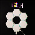 Compatible with Apple, Wireless Smart Phone Controlled LED Modular Honeycomb Light DIY Assembly Hexagonal Quantum Light Working With Android IOS System
