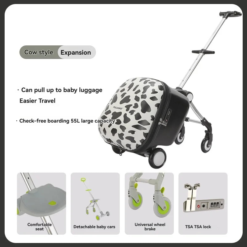 Children's, boys' and girls' luggage for walking kids, baby mounts, travel cases, boarding trolley cases, travel gadgets