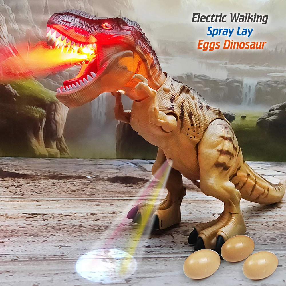 Electric Toy Large Size Walking Spray Lay Eggs Dinosaur Robot  for Kids With Light Sound Mechanical Dinosaurs Model Toys