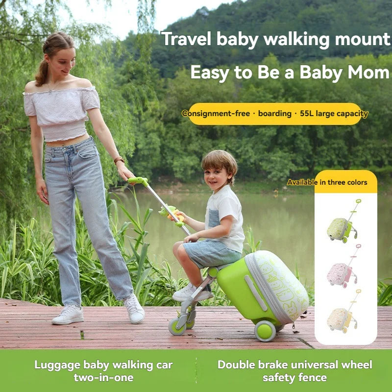 Children's, boys' and girls' luggage for walking kids, baby mounts, travel cases, boarding trolley cases, travel gadgets