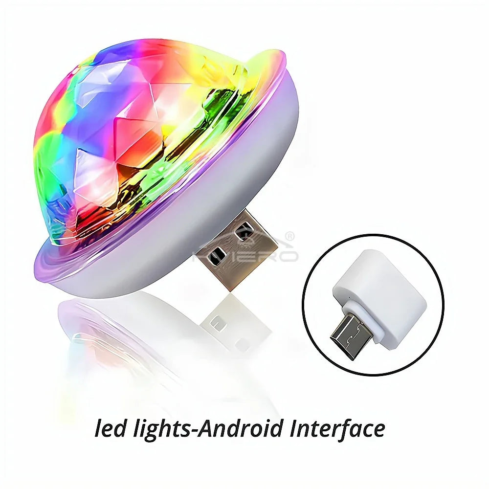 Mini USB Car Interior Decorative Ambient Lights RGB Magic DJ Stage Effect Disco Crystal Sound Party Power Bank Home Night Rooms