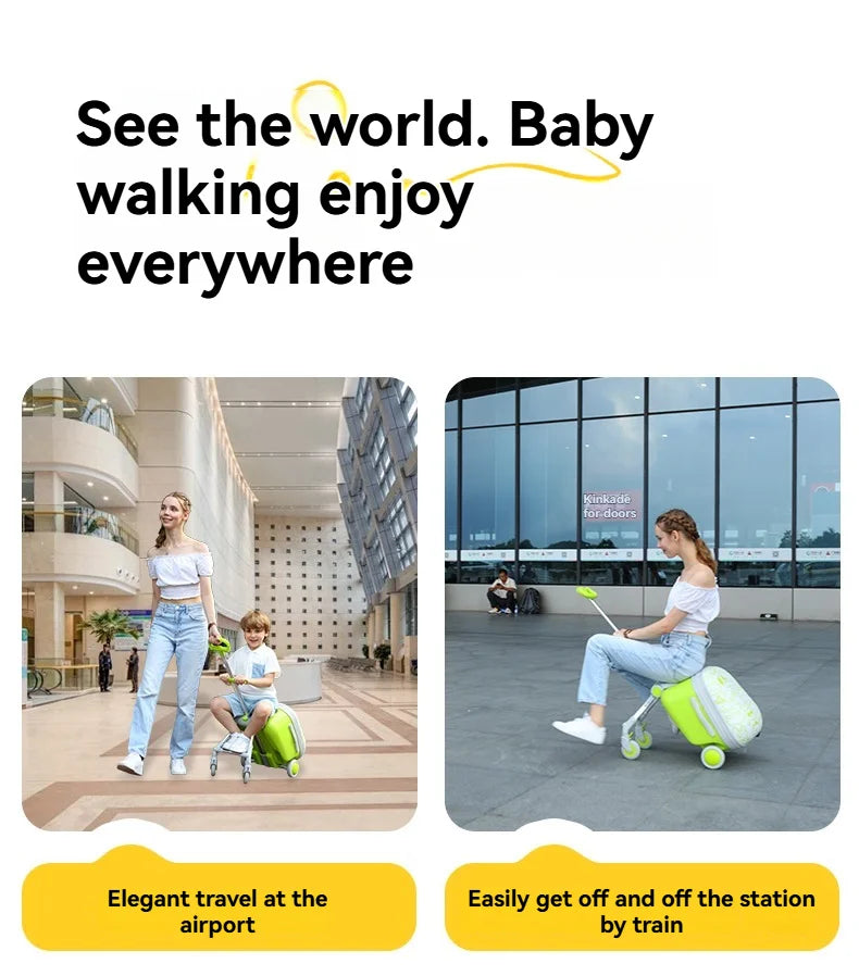 Children's, boys' and girls' luggage for walking kids, baby mounts, travel cases, boarding trolley cases, travel gadgets