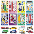 8/16/24Pcs Fire Truck Ambulance Puzzle Stickers Gifts Decoration DIY Decal Motorcycle Excavator Various Vehicle Combinations