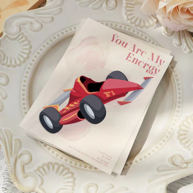 8/16/24Pcs Fire Truck Ambulance Puzzle Stickers Gifts Decoration DIY Decal Motorcycle Excavator Various Vehicle Combinations