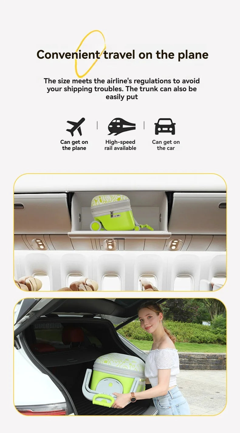 Children's, boys' and girls' luggage for walking kids, baby mounts, travel cases, boarding trolley cases, travel gadgets