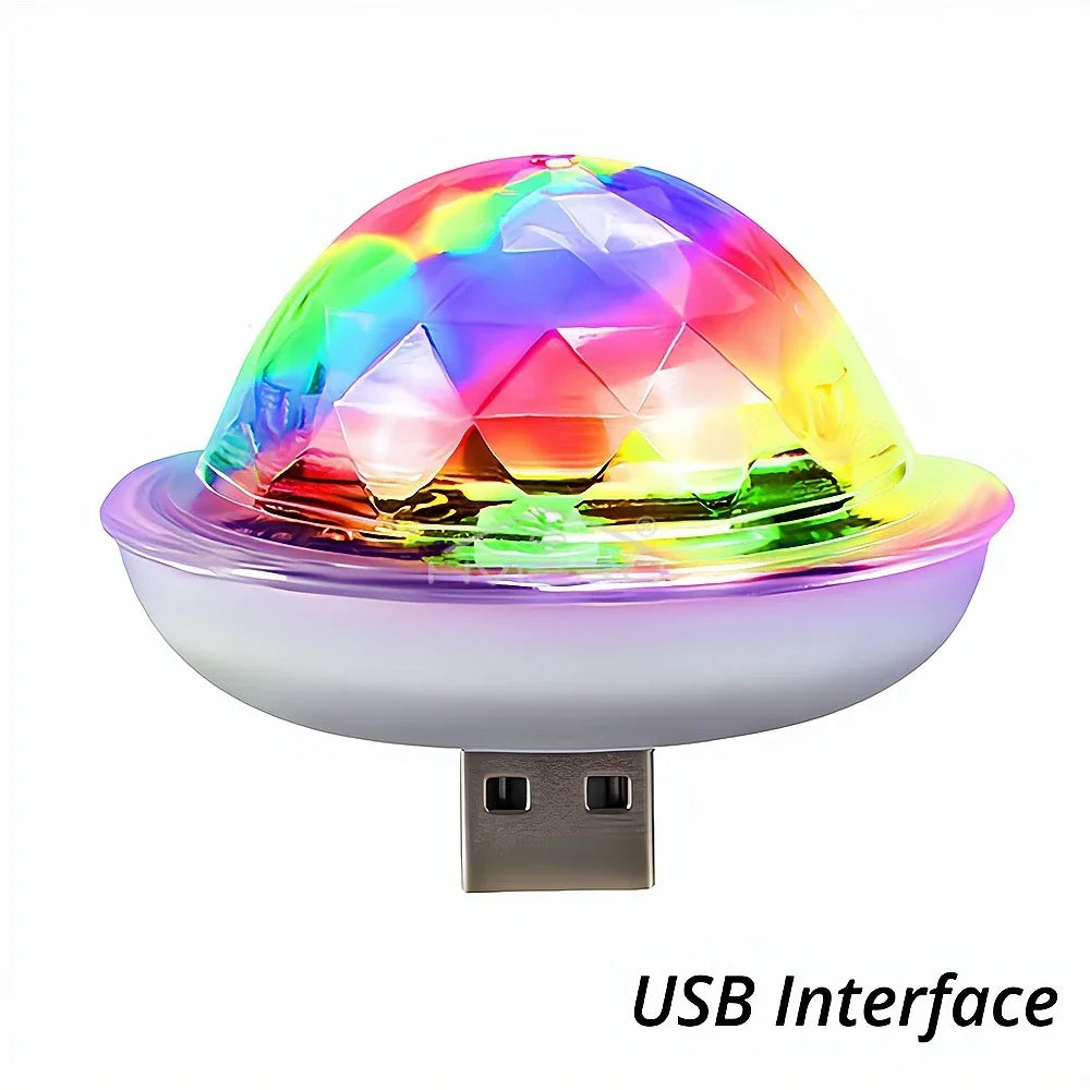 Mini USB Car Interior Decorative Ambient Lights RGB Magic DJ Stage Effect Disco Crystal Sound Party Power Bank Home Night Rooms