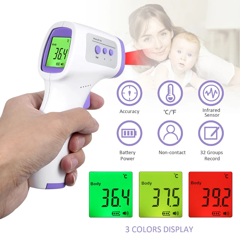 Digital Infrared Thermometer Forehead Body Non-Contact Fever Thermometers Or Medical Portable Finger Pulse Oximeter Blood Oxygen